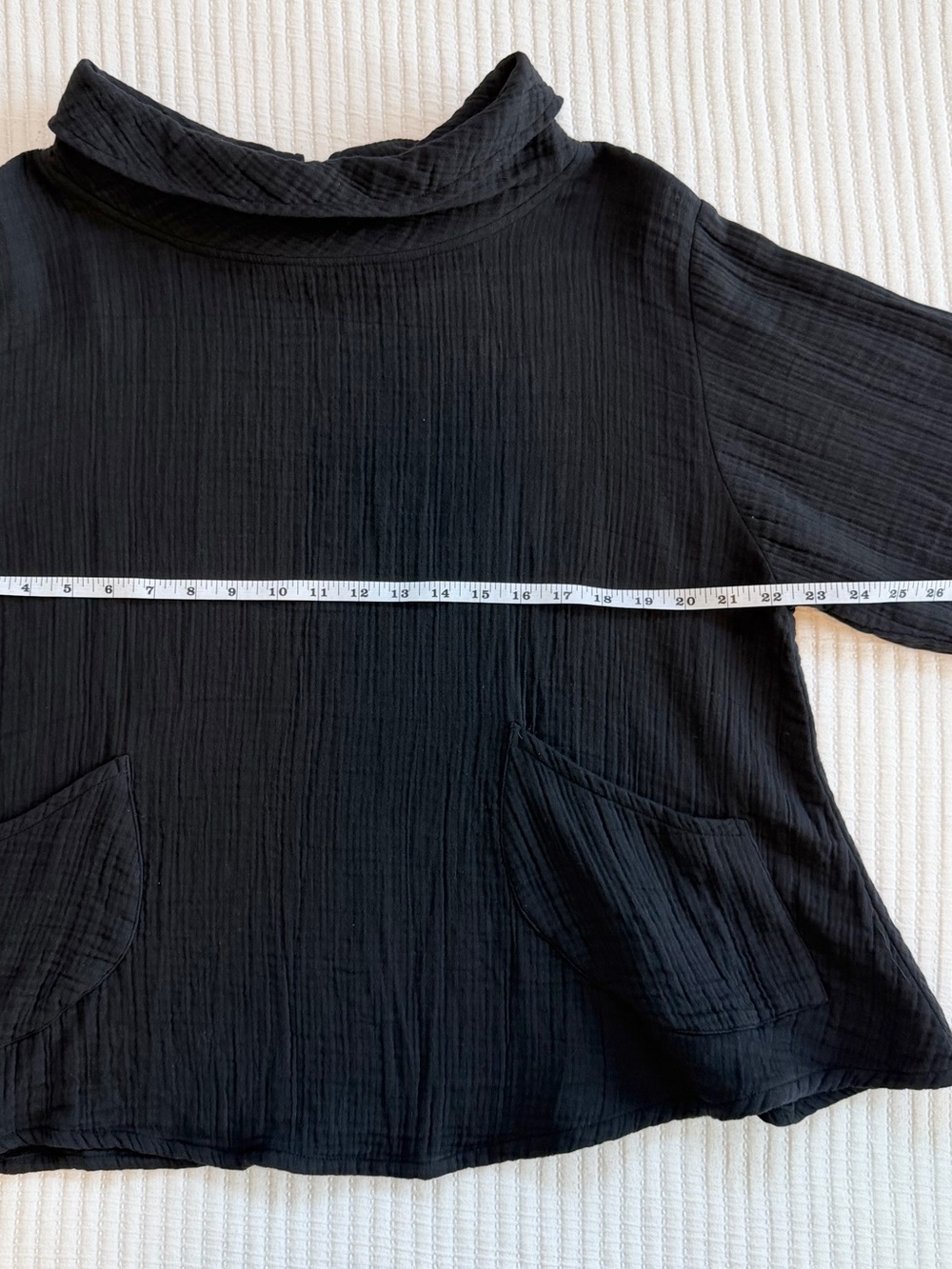 Mao Mam by Pure Fit Cowl Neck Pullover Cotton Gauze Lagenlook Top with Pockets - Picture 5 of 7